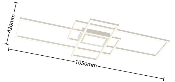 Lindby LED mennyezeti lámpa Caitlin, fehér, fém, 105cm, dimmelhető, Fehér / opál, Nappali / Étkező, fém, Modern