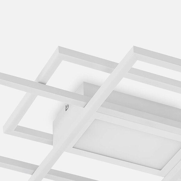 Lindby LED mennyezeti lámpa Caitlin, fehér, fém, 105cm, dimmelhető, Fehér / opál, Nappali / Étkező, fém, Modern