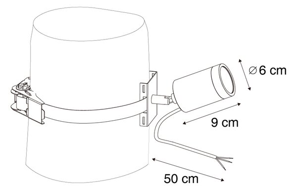 Fekete kültéri spotlámpa fához GU10 50mm forgatható és dönthető IP65 - Solo