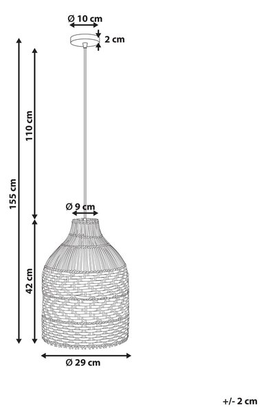 Függőlámpa TURABO Rattan Fekete/fehér