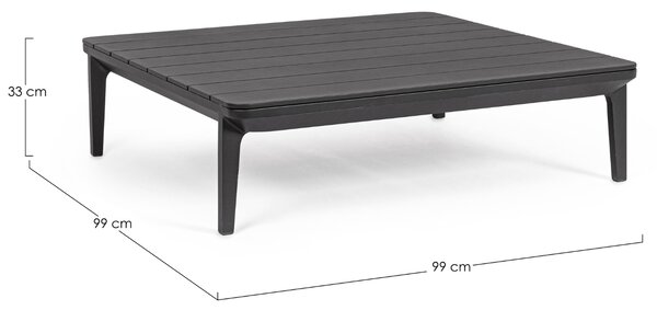 Fekete alumínium kerti dohányzóasztal Bizzotto Matrix 99 x 99 cm