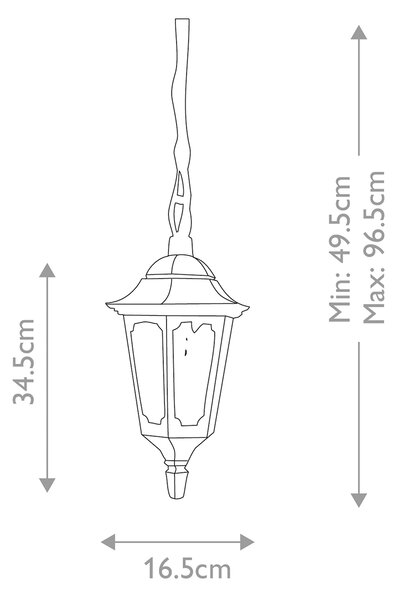 Elstead klasszikus kültéri függeszték parish fekete elsprm9-black IP44