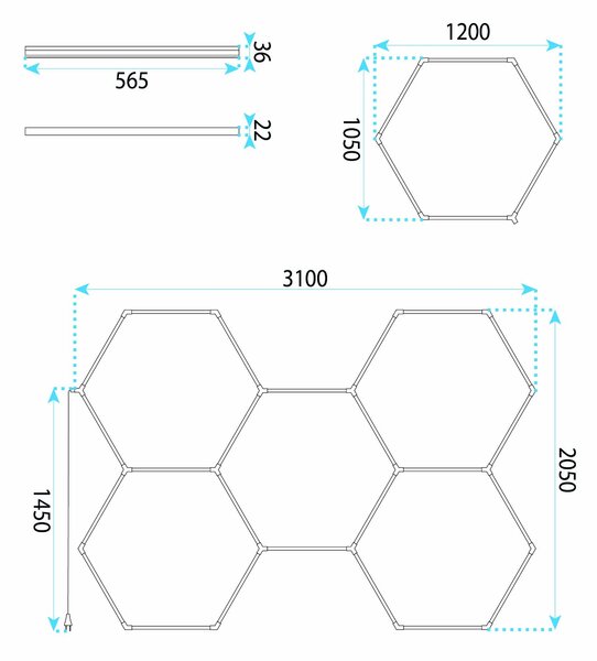 HEXAGON LED lámpa JNH051-H White