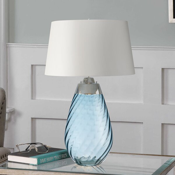 Elstead glamour modern asztali lámpa lena large fehér kék elslenatllblueowss