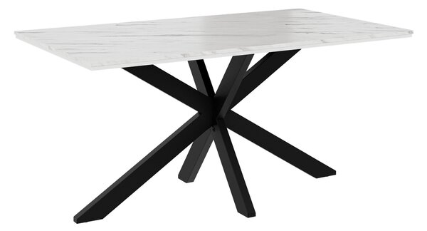 Asztal Goodyear 136, 74x90cm, Fekete, Fehér márvány
