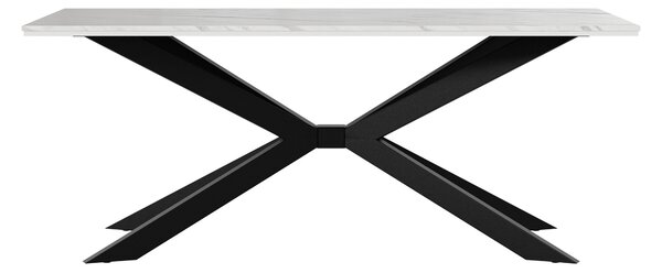 Asztal Goodyear 135, 74x90cm, Fehér márvány, Fekete