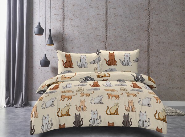 COLORED CATS krém mikroszálas ágyneműhuzat Ágyneműhuzat mérete: 70 x 90 cm | 140 x 200 cm