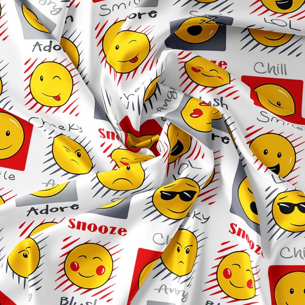 EMOJI ÉRZELMEK fehér mikroszálas ágyneműhuzat Ágyneműhuzat mérete: 2 db 70 x 90 cm | 200 x 220 cm