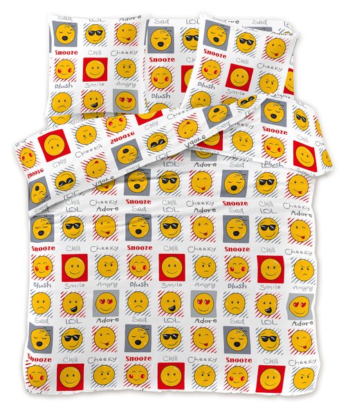 EMOJI ÉRZELMEK fehér mikroszálas ágyneműhuzat Ágyneműhuzat mérete: 2 db 70 x 90 cm | 200 x 220 cm