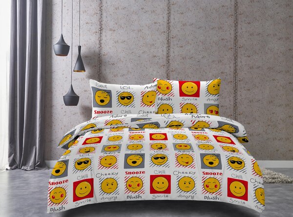 EMOJI ÉRZELMEK fehér mikroszálas ágyneműhuzat Ágyneműhuzat mérete: 2 db 70 x 90 cm | 200 x 220 cm
