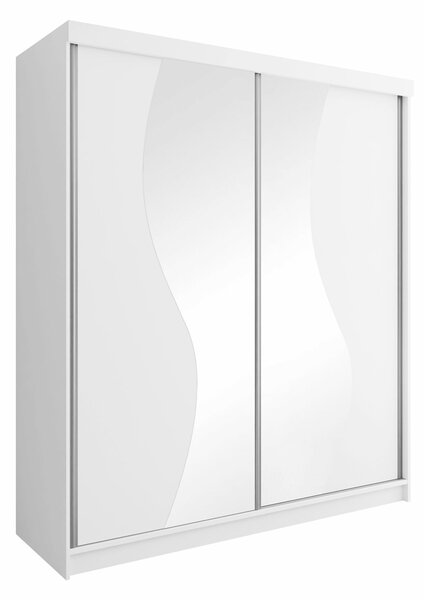 Gardróbszekrény Dover 105, Laminált forgácslap, 200x200x62cm, Fehér