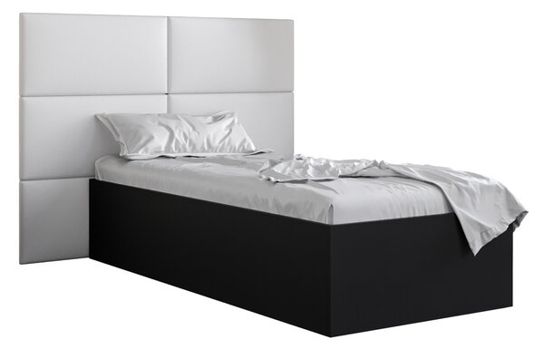 Egyszemélyes ágy kárpitozott fejtámlával 90 cm Brittany 2 (matt fekete + fehér) (ágyráccsal). 1045922