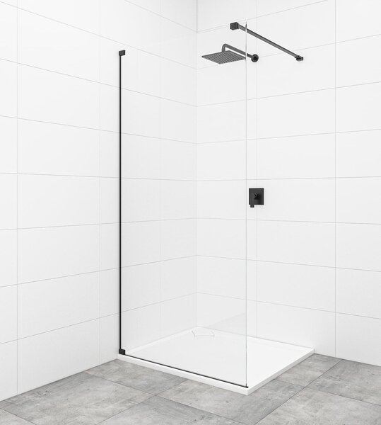 Walk-in zuhanyparaván SAT Walk-in 200 cm fekete SATBWI100PAC