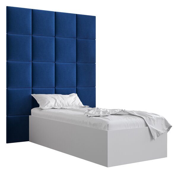 Egyszemélyes ágy kárpitozott fejtámlával 90 cm Brittany 3 (matt fehér + kék) (ágyráccsal). 1045969
