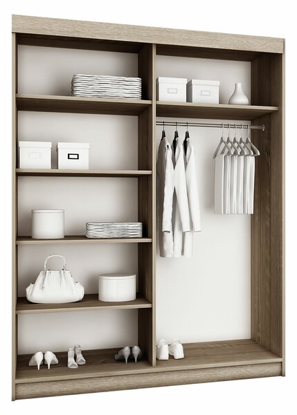 Gardróbszekrény Dover 110, Laminált forgácslap, 200x150x62cm, Sonoma tölgy