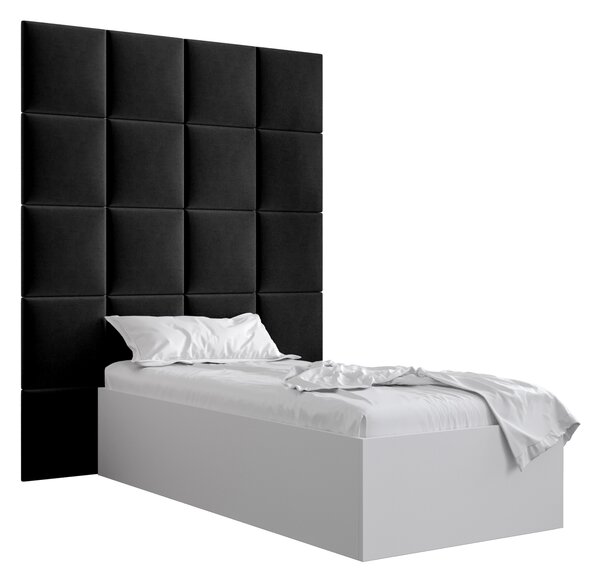 Egyszemélyes ágy kárpitozott fejtámlával 90 cm Brittany 3 (matt fehér + fekete) (ágyráccsal). 1045966