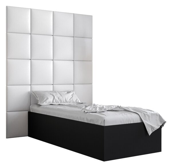 Egyszemélyes ágy kárpitozott fejtámlával 90 cm Brittany 3 (matt fekete + fehér) (ágyráccsal). 1045976