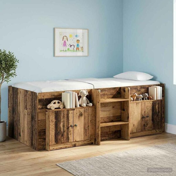 VidaXL Tároló szekrény loft ágyhoz 2 db Antik Fa 66 x 35 x 48 cm