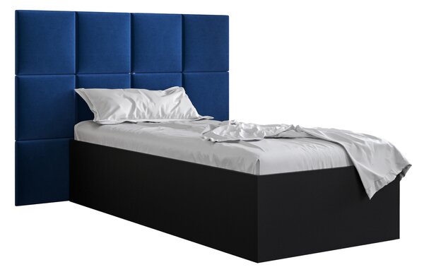 Egyszemélyes ágy kárpitozott fejtámlával 90 cm Brittany 4 (matt fekete + kék) (ágyráccsal). 1046024
