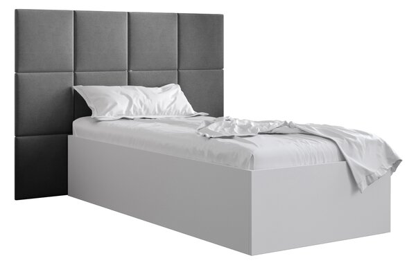 Egyszemélyes ágy kárpitozott fejtámlával 90 cm Brittany 4 (matt fehér + szürke) (ágyráccsal). 1046017