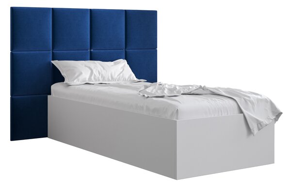 Egyszemélyes ágy kárpitozott fejtámlával 90 cm Brittany 4 (matt fehér + kék) (ágyráccsal). 1046023