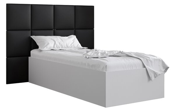 Egyszemélyes ágy kárpitozott fejtámlával 90 cm Brittany 4 (matt fehér + fekete) (ágyráccsal). 1046032