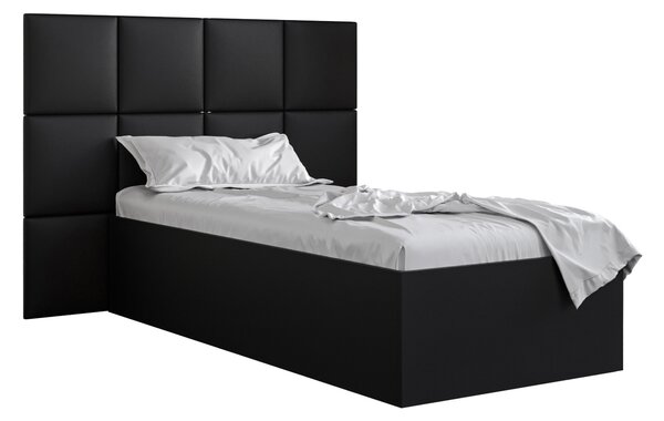 Egyszemélyes ágy kárpitozott fejtámlával 90 cm Brittany 4 (matt fekete + fekete) (ágyráccsal). 1046033