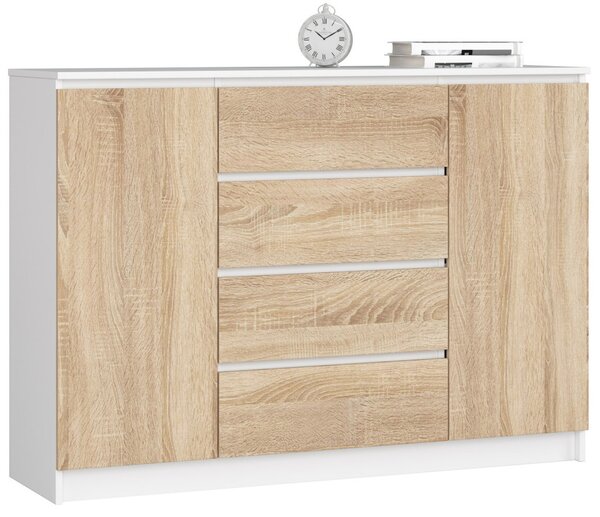 AKORD CLP K140 Komód Laminált Fehér-Sonoma Tölgy