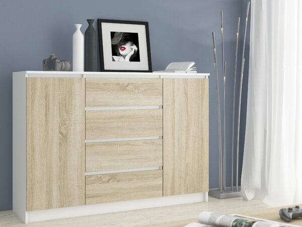 AKORD CLP K140 Komód Laminált Fehér-Sonoma Tölgy