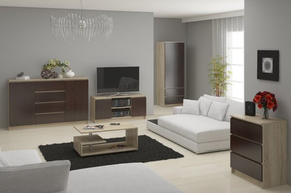 AKORD CLP Sonoma-Wenge Komód 3 Ajtós 3 Fiókos Laminált