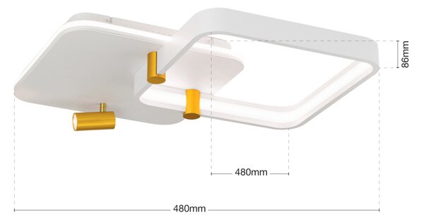 GRACE modern LED mennyezeti lámpa , matt fehér/arany, 2800lm