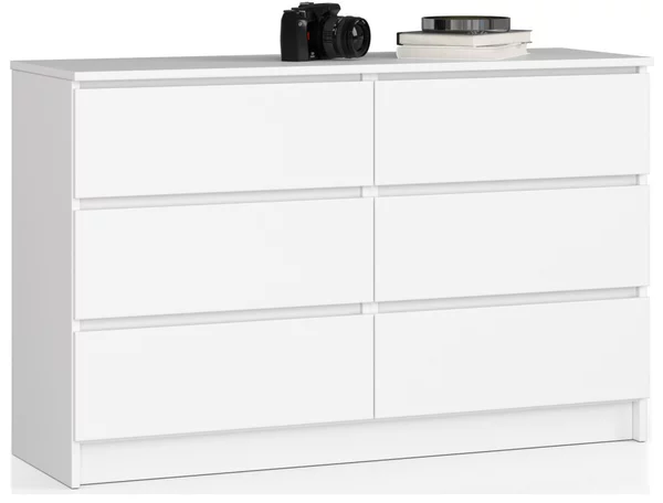 AKORD CLP K120 Komód 6 Fiókos Laminált Fehér Matt