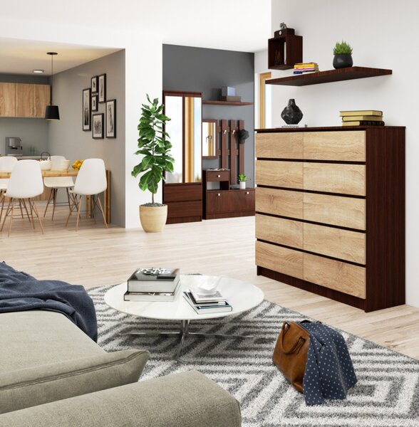 AKORD CLP K120 Komód Laminált Wenge-Sonoma 10 Fiókos