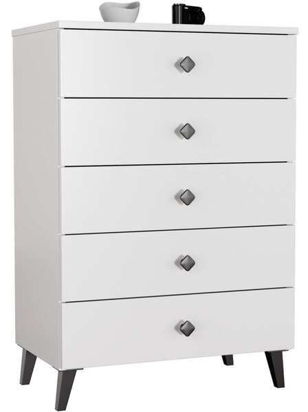 AKORD Mobi K-05 Modern Fiókos Komód Laminált Fehér-Fekete