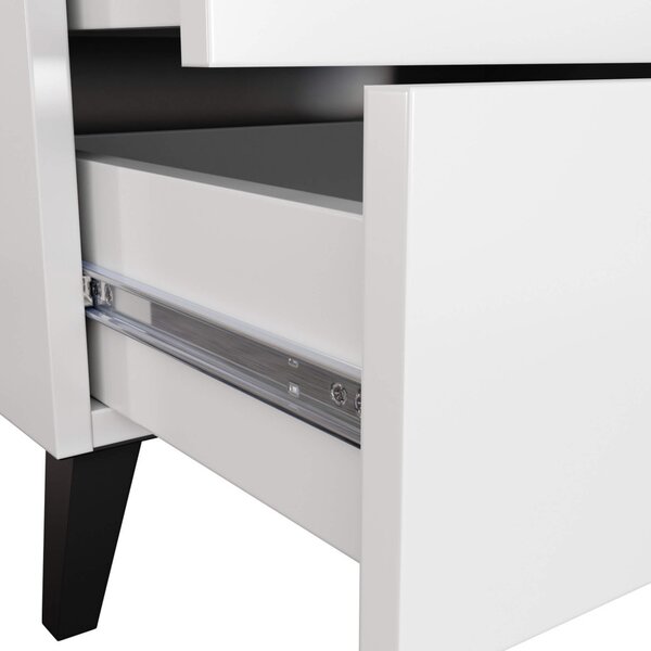 AKORD Mobi K-04 Fiókos Komód Laminált Fehér-Fekete