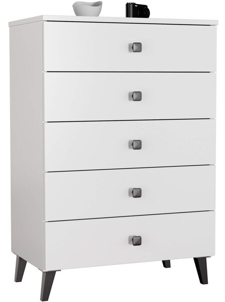 AKORD Mobi K-05 Modern Fiókos Komód Laminált Fehér-Fekete