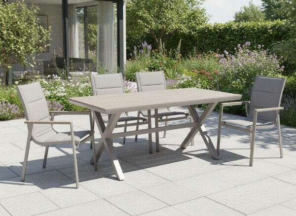 Alumínium kerti asztal Polywood asztallappal 180 × 100 × 75 cm