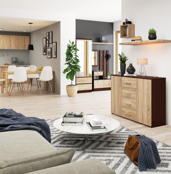 AKORD K45 Klasszikus Komód Laminált Wenge-Sonoma Tölgy