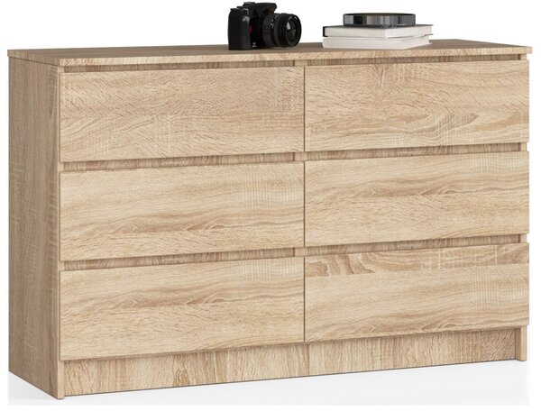 AKORD CLP K120 Komód 6 Fiókos Laminált Sonoma Tölgy
