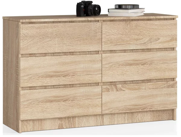 AKORD CLP K120 Komód 6 Fiókos Laminált Sonoma Tölgy