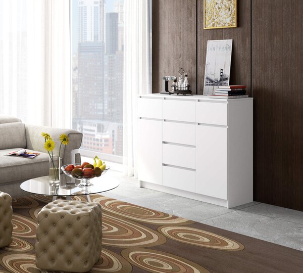 AKORD CLP K017 Modern Komód Laminált Fehér 6-Fiókos