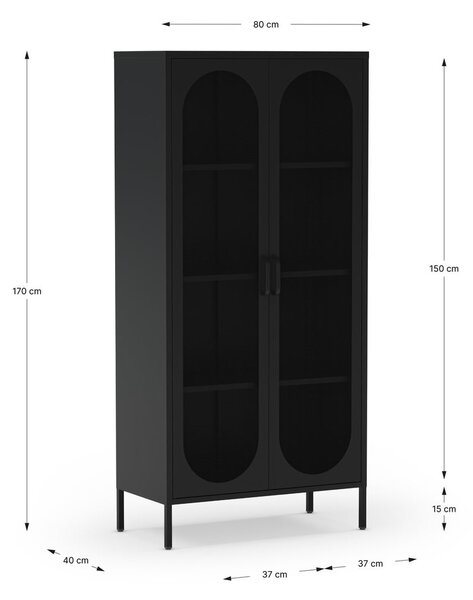 Fekete szekrény 80x170 cm Diora – Marckeric