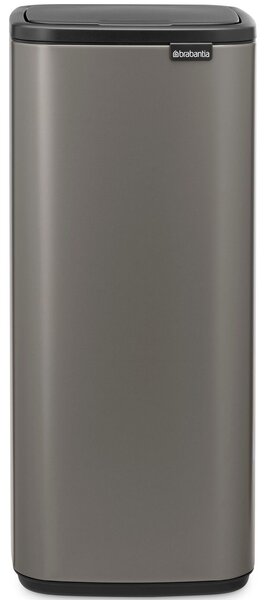 Brabantia Bo Touch Bin nyomófedeles hulladékgyűjtő, karcsú, négyzetes forma, műanyag tartály, 30L - O méret, acél, platinaszürke - 238260