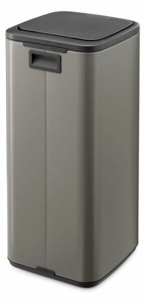 Brabantia Bo Touch Bin nyomófedeles hulladékgyűjtő, karcsú, négyzetes forma, műanyag tartály, 30L - O méret, acél, platinaszürke - 238260
