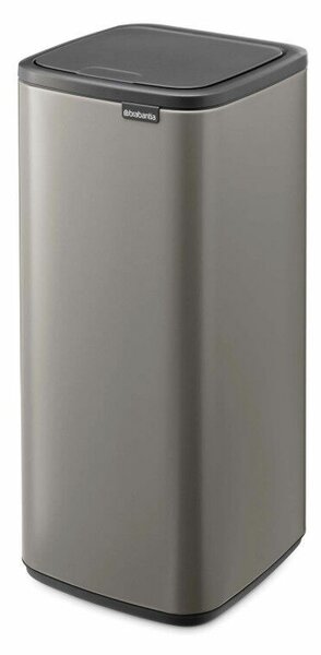 Brabantia Bo Touch Bin nyomófedeles hulladékgyűjtő, karcsú, négyzetes forma, műanyag tartály, 30L - O méret, acél, platinaszürke - 238260