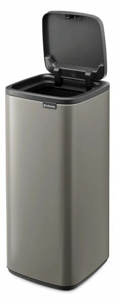 Brabantia Bo Touch Bin nyomófedeles hulladékgyűjtő, karcsú, négyzetes forma, műanyag tartály, 30L - O méret, acél, platinaszürke - 238260