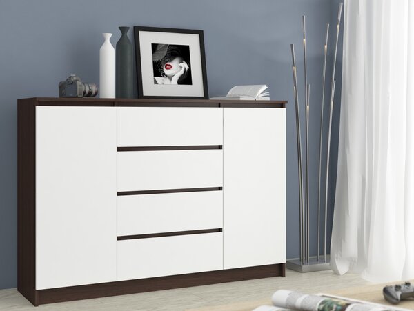 AKORD CLP K140 Komód Wenge-Fehér 4 Fiókos
