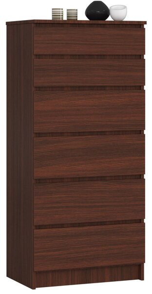 AKORD CLP Magas Fiókos Komód Laminált Wenge 6-Fiókos