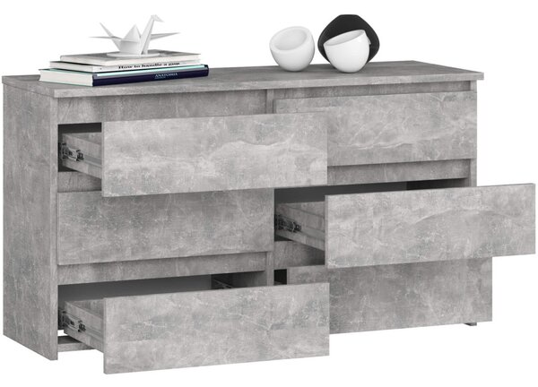 AKORD CL100 Beton Komód 6 Fiókos Laminált Matt