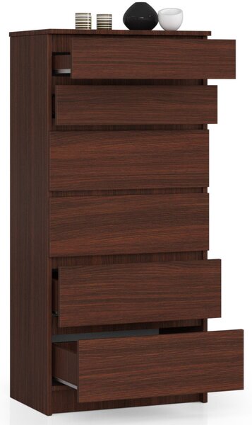 AKORD CLP Magas Fiókos Komód Laminált Wenge 6-Fiókos